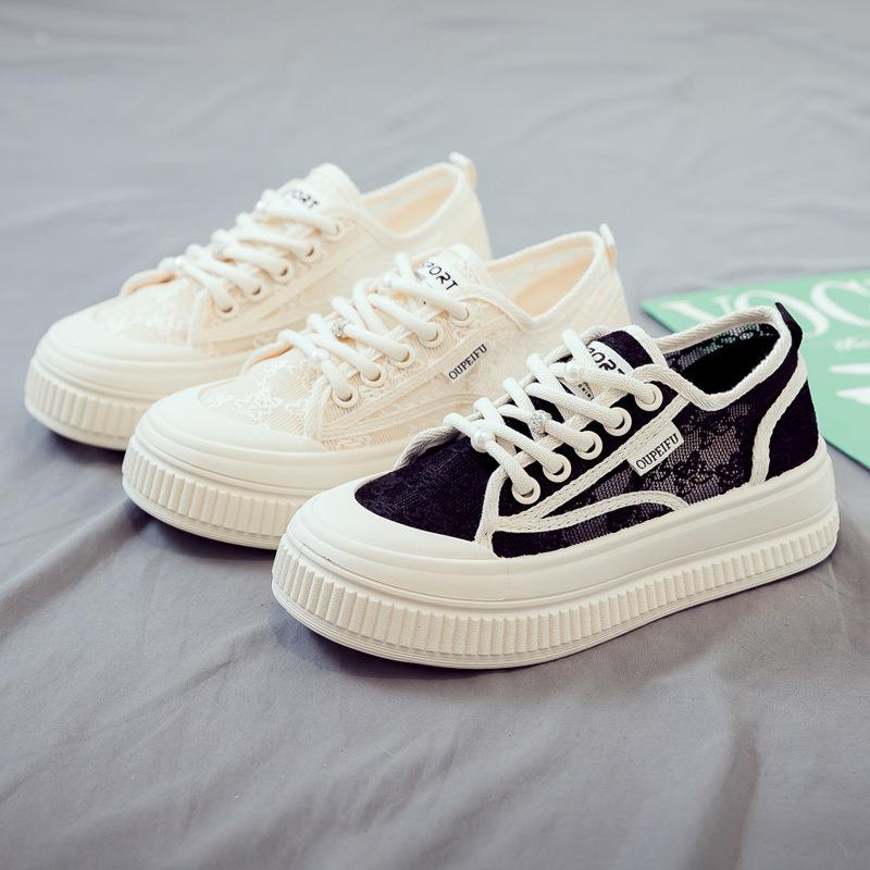 Summer New Lace Mesh Breathable Little White Shoes Women's Shoes Cloth Shoes Trendy Soft Sole Thin F