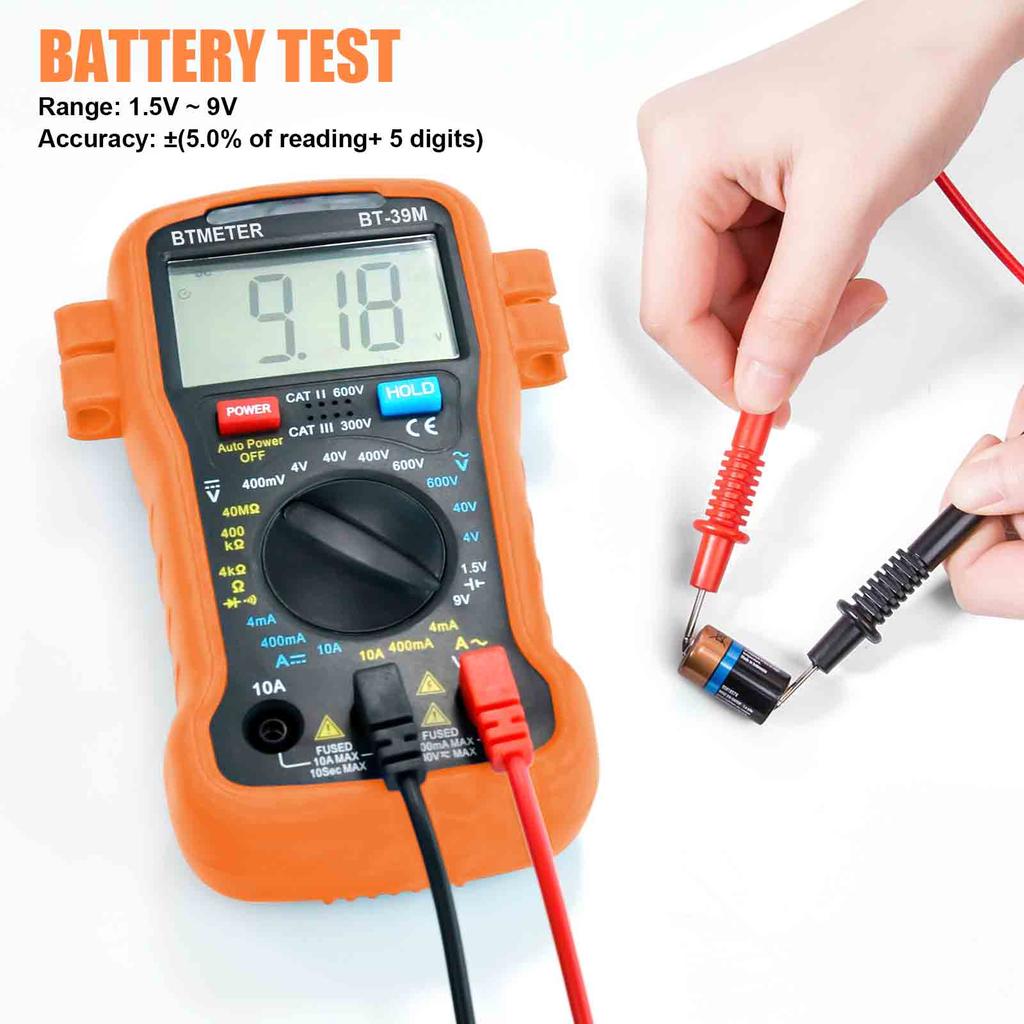 4000 Counts True RMS Digital Multimeter AC DC Volt Ohm Current Continuity Tester Portable Electrical Meter for Home DIY Car