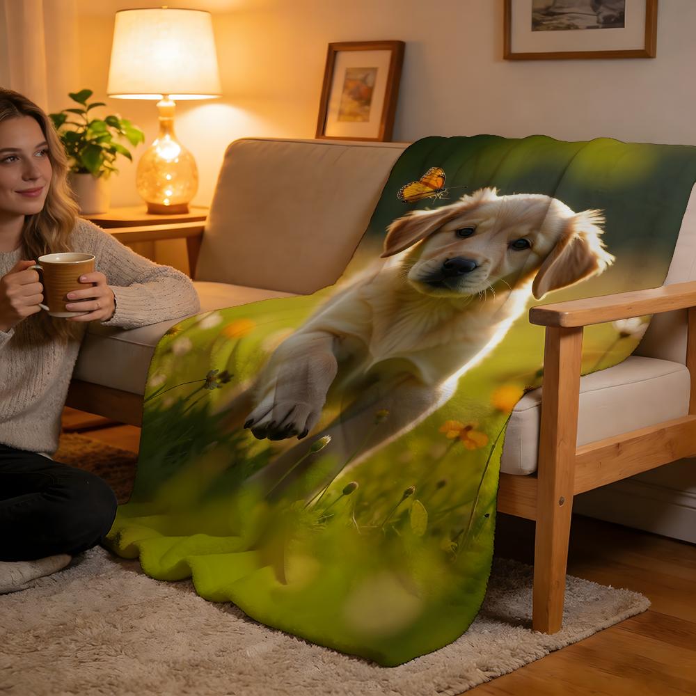

Throw High-Density Short Plush Blanket For Sofa Nap Air-Conditioned Room Soft Skin-Friendly Dog 75x90cm