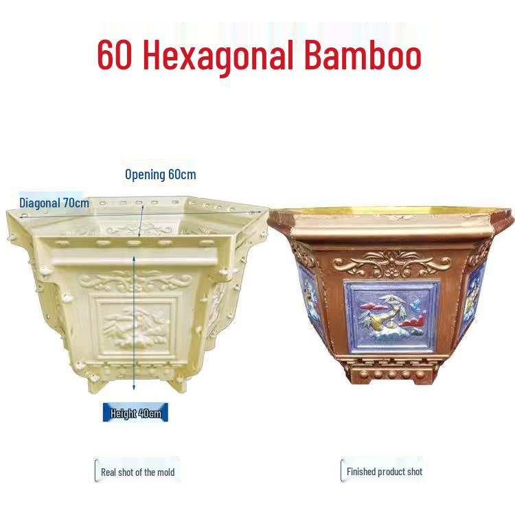 Extra Large Hexagonal Roman Column Cement Flower Pot Mold - Full Set DIY Model