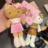 Long Leg Hello Kitty Leopard Print Black Skin Love Pendant Plush Doll Cute Schoolbag Keychain Charm Stuffed Toy Gift