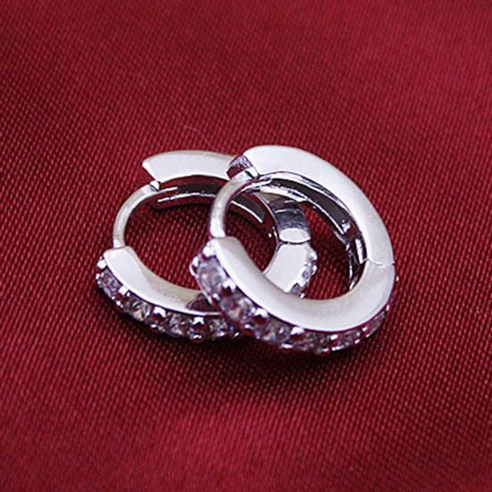 Earrings Round Fashionable Alloy Single Row Rhinestones Earrings for Banquet
