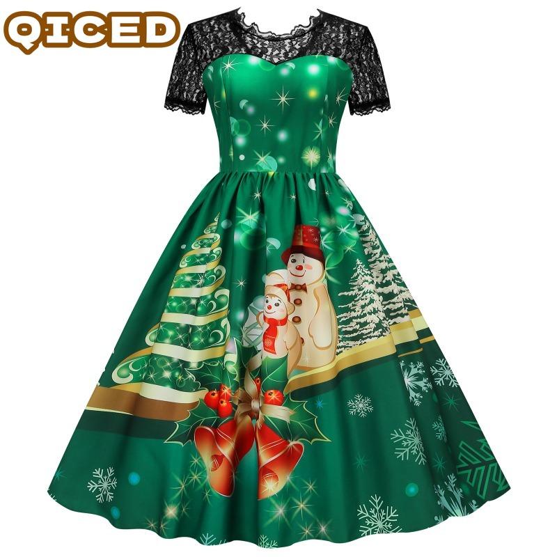QICED Fashion Summer Spring Short Sleeve O-Neck Casual Dresses