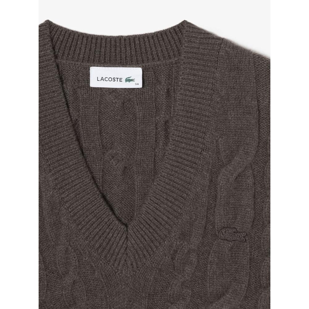 Lacoste Damen S Zopfmuster V-Ausschnitt Weste Af310e 54n Six q2nAf310e 54nSix