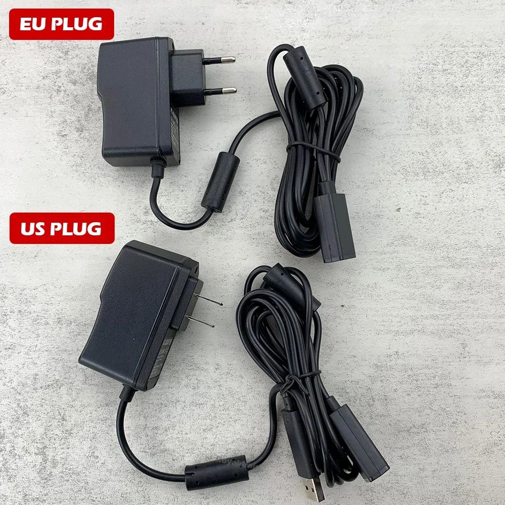 NEW EU US for Xbox 360 PLUG USB AC Adapter Power Supply with USB Charging Cable for Xbox 360 X-360 Slim Kinect Sensor Game Acces