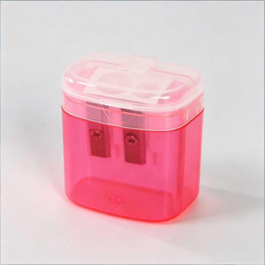 Dual Hole Pencil Sharpener With Geometric Design For Students And Office Use