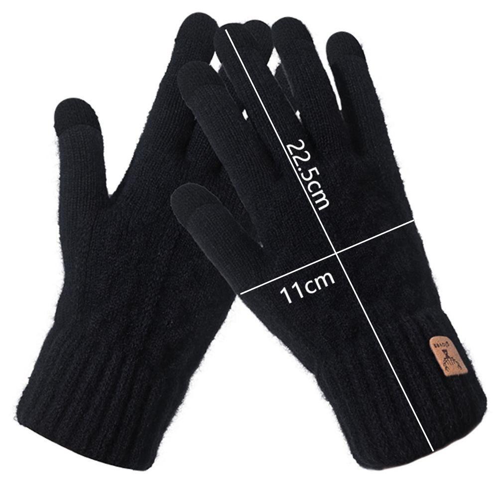 Windproof Wool Knitted Gloves Thicken Full Finger Guantes Fashion Crochet Glove Women Men