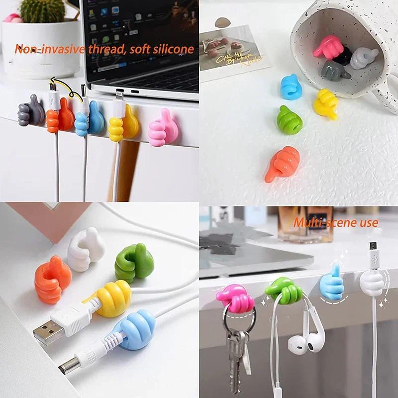 Lot de 10 crochets muraux en silicone auto-adhésifs pour câbles, crochets pour clés, crochets de rangement muraux multifonctions