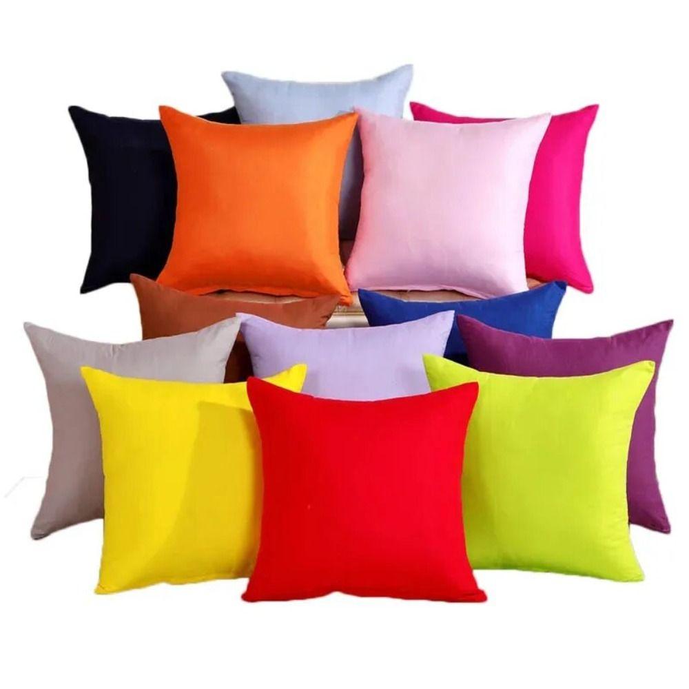 

Simple Solid Color Pillowcases Cotton Cushion Cover Candy Color Pillow Case Cover Home S вина червоного кольору
