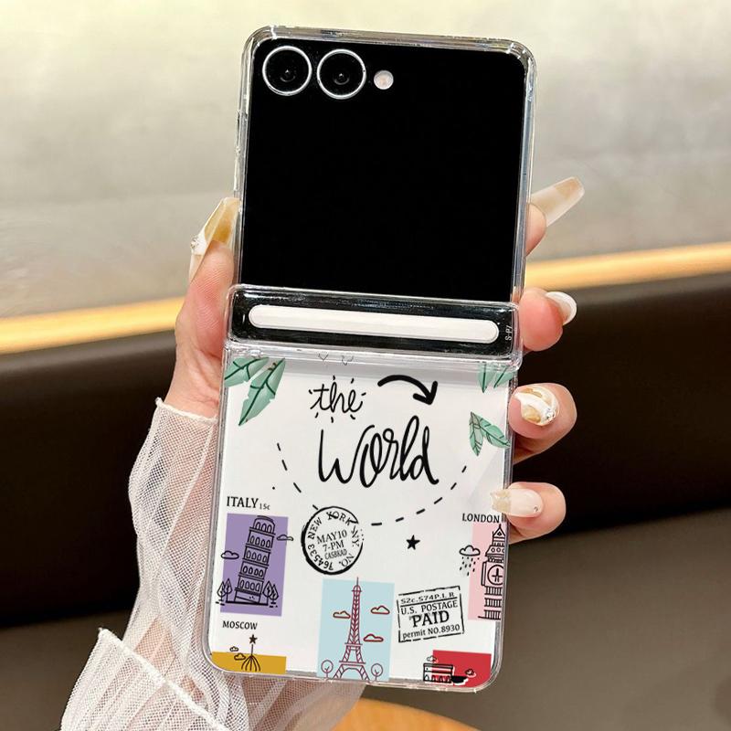 Magnetic Snow Mountain Print Phone Case For Samsung Galaxy Z Flip7 FE Flip6 Flip5 Flip7 6 Shockproof Clear Hard PC Folding Cover