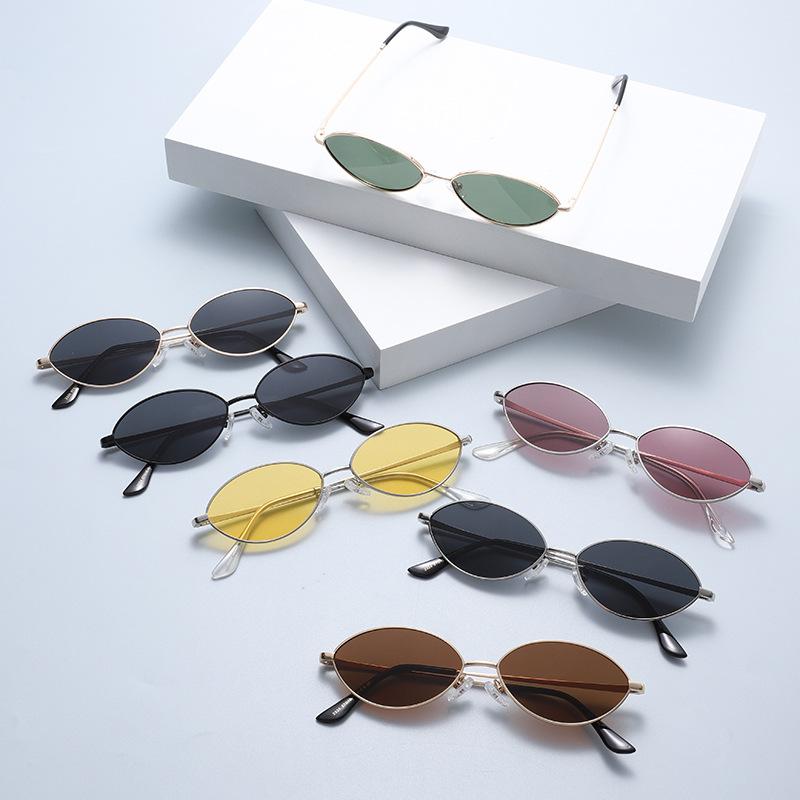 Polarized Metal Oval Sunglasses with Anti-Slip Temples Retro Vintage Style for Casual Outdoor Activities Driving UV Protection
