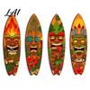Smooth Round Edge Carved Wood Craft 4Pcs Tiki Surfboard Wall Decor Hanging Sign Wooden Beach Decoration Summer Nordic French Vintage Home Art Theme