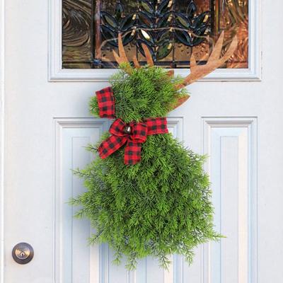 Animal Shape Christmas Wreaths Decoration Christmas Home Wall Wreath Outdoor Garland Artificial Pine Needle Elk Door Wreath