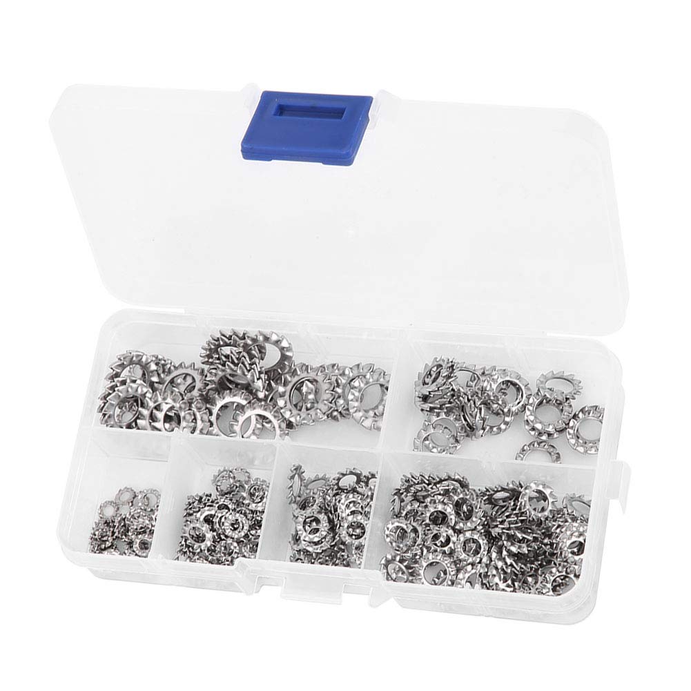 Garosa 300pcs External Tooth Washers Assortment Kit M2.5-M8 Stainless Steel Anti Loose Gasket Washers