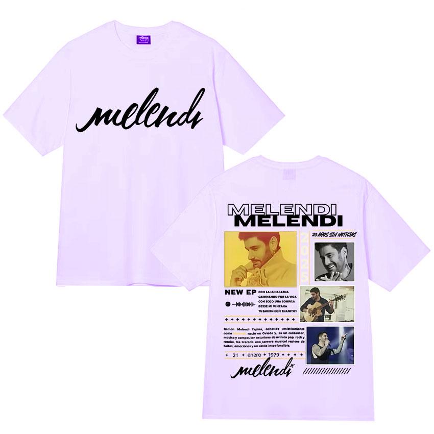 Rapper Melendi Tour 2025 Double Sided Graphics T Shirts Mens Fashion Cotton Tshirt Cozy Oversized Short Sleeve T Shirt Fans Gift