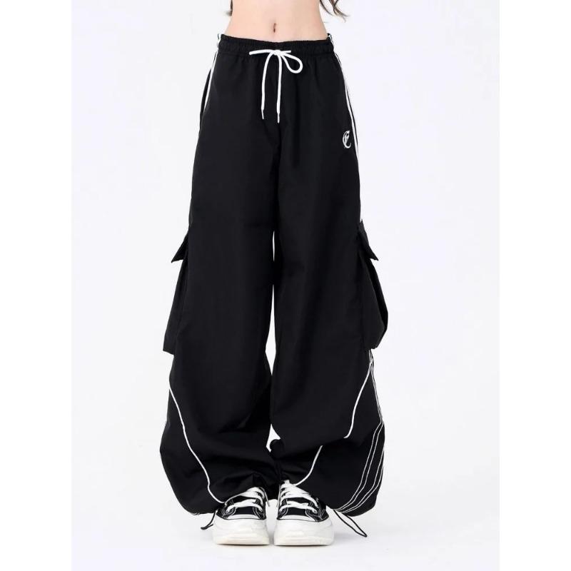 Y2k Vintage Streetwear Cargo Pants American Retro Casual High Street Hip Hop Striped Oversize Straight Trousers 2024
