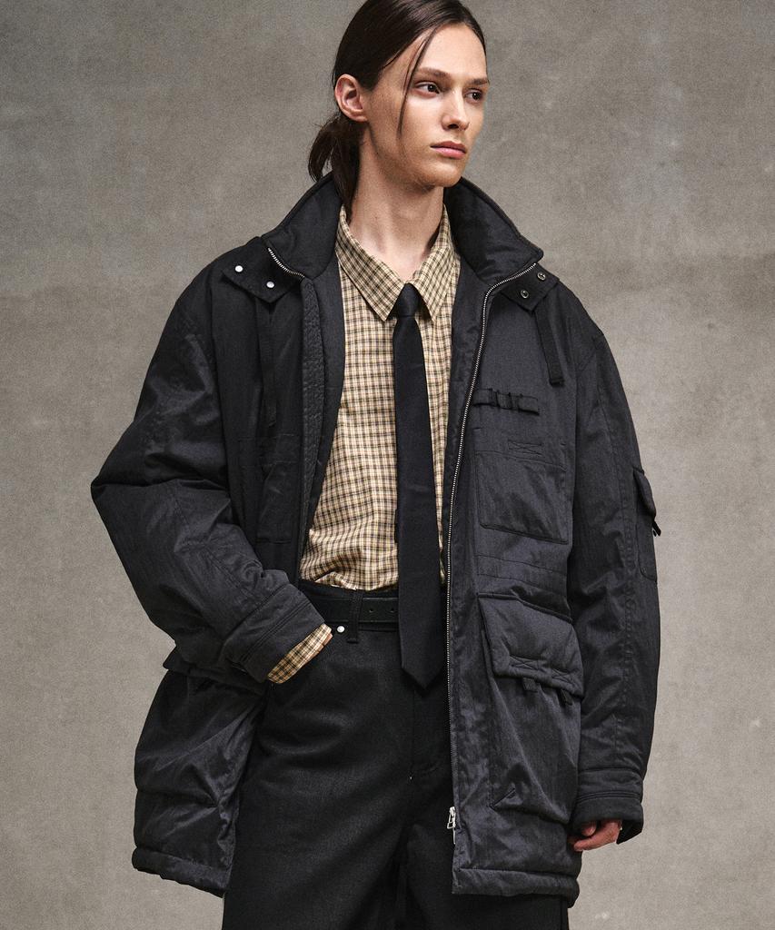 Lmood Refine Fishtail Hooded Field Parka Black