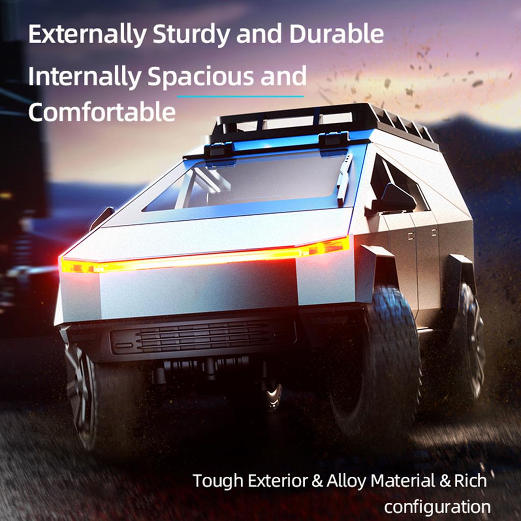 Pickup Truck Model, 2.4GHz Alloy Remote Control Camping Car with Lights, Vehicles Toys for Kids Boys Silver 1 Battery