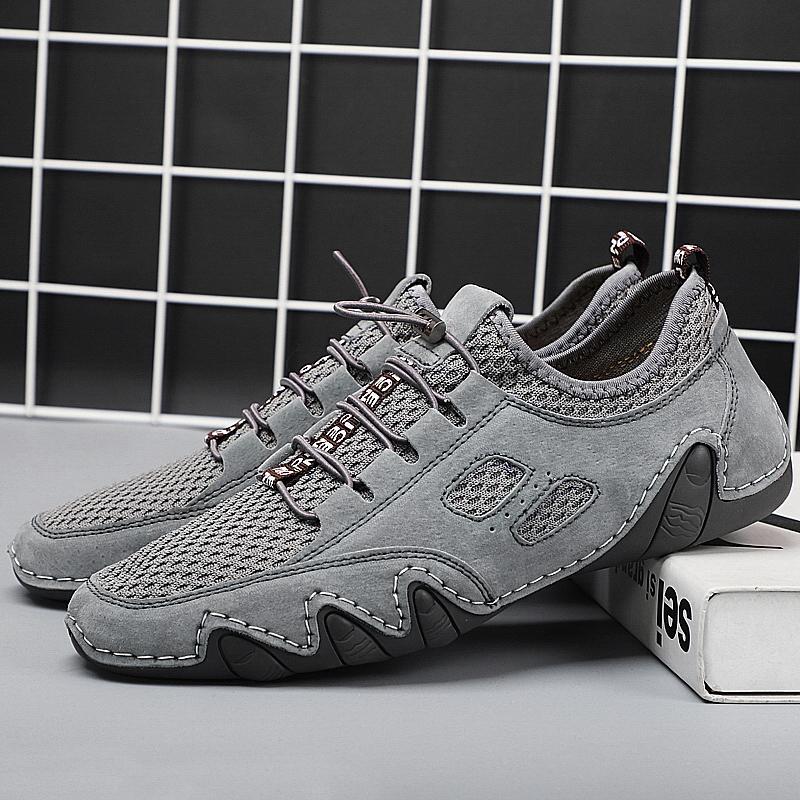 

Fashion Outdoor Breathable Men Sneakers Shoes Summer Fashion Flats Casual Mesh Shoes Men Leather Daily Commute Lightweight Leisure Shoes 46