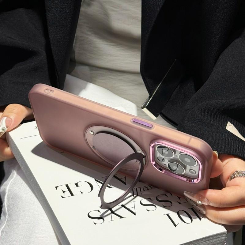 360 Rotating Magnetic Phone Case With Kickstand IPhone 15/16 Series Soft-Touch Full Coverage Anti-Fingerprint PCTPU