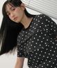 RONRON Pendant Line Frill Basic Fit T Shirt Charcoal Dot