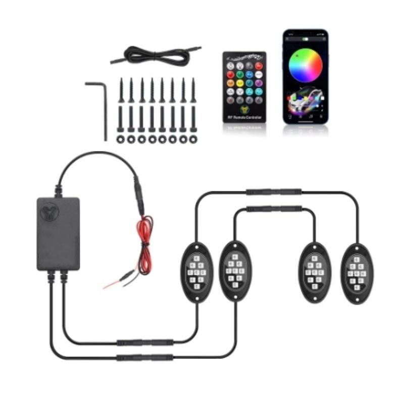 4/6/8/10 Pods, RGB LED Rock Lights For Trucks, APP/Remote Control & Music Mode, For Pickup Off Road RZR SUV ATV UTV Car