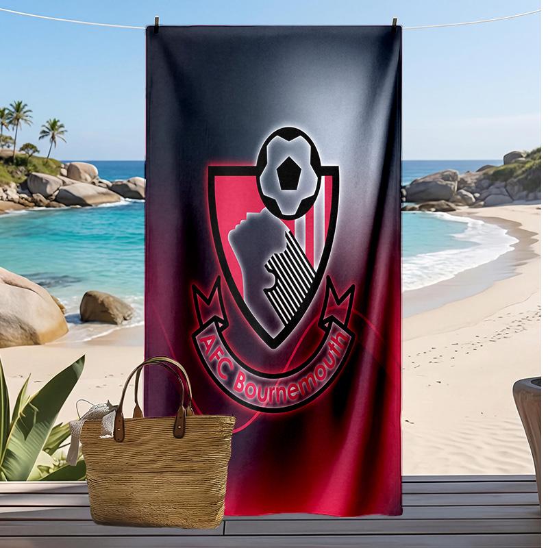 Asciugamano da Spiaggia con Stampa del Bournemouth Football Club, Asciugamano Grande Morbido Asciugatura Rapida per Spiaggia Campeggio Nuoto