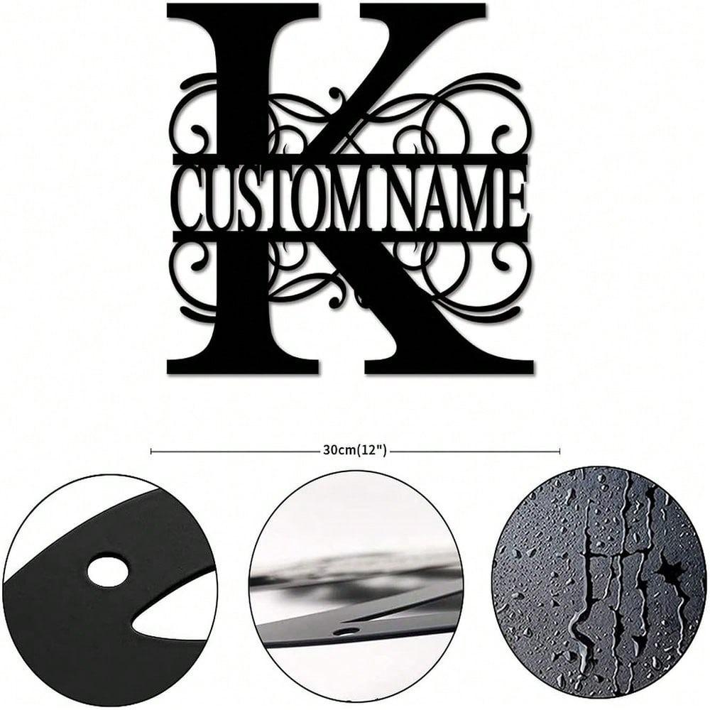 Personalized Metal Wall Art Custom Initials Family Name Light Beam Design Iron Steel Decor Home Porch Garden Gift Birthday