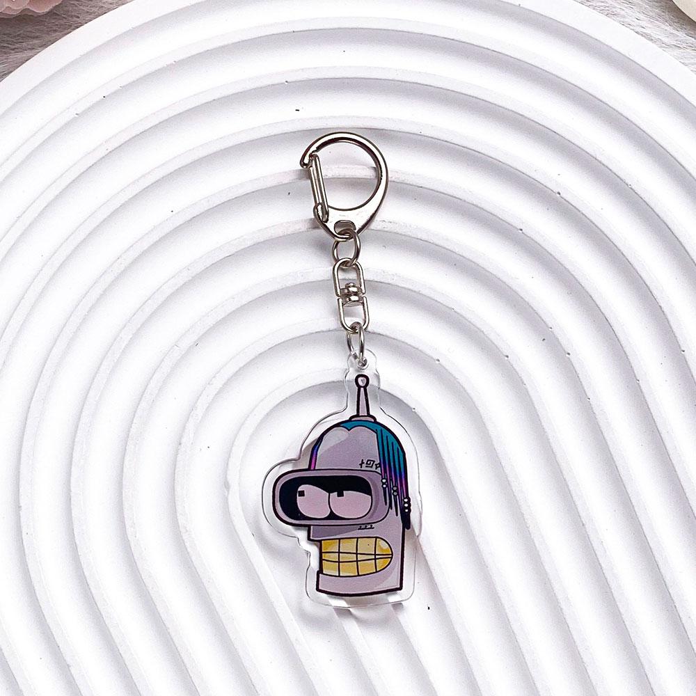 Anime Character Futurama Philip J Fry Acrylic Car Keychain Accessories Bag Charm Cartoon Cute Backpack Pendant Gifts For Friends