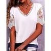 Women's T-shirt Hot Product Lace Stitching Loose V-neck Short-sleeved T-shirt