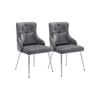 Chaises de salle à manger - MUVOE - Lot de 2 - Tissu velours - Dossier avec boutons - Pieds métalliques