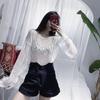 Maglione traforato taglia forte da donna nero filato a rete top maglione da donna pullover ampio maglia