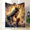 Heavenly Crowned Woman in PrayerFlannel blanket for bedroom, living room, sofa, and nap