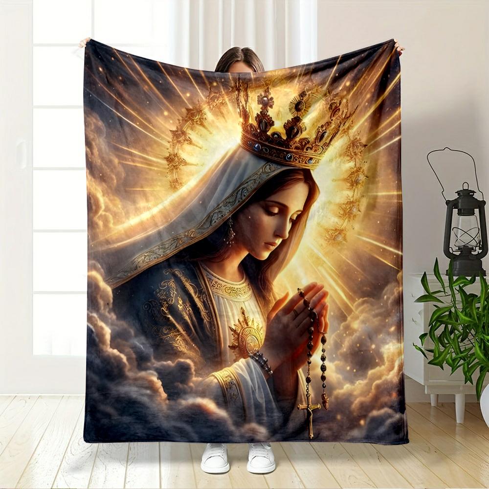 Heavenly Crowned Woman in PrayerFlannel blanket for bedroom, living room, sofa, and nap