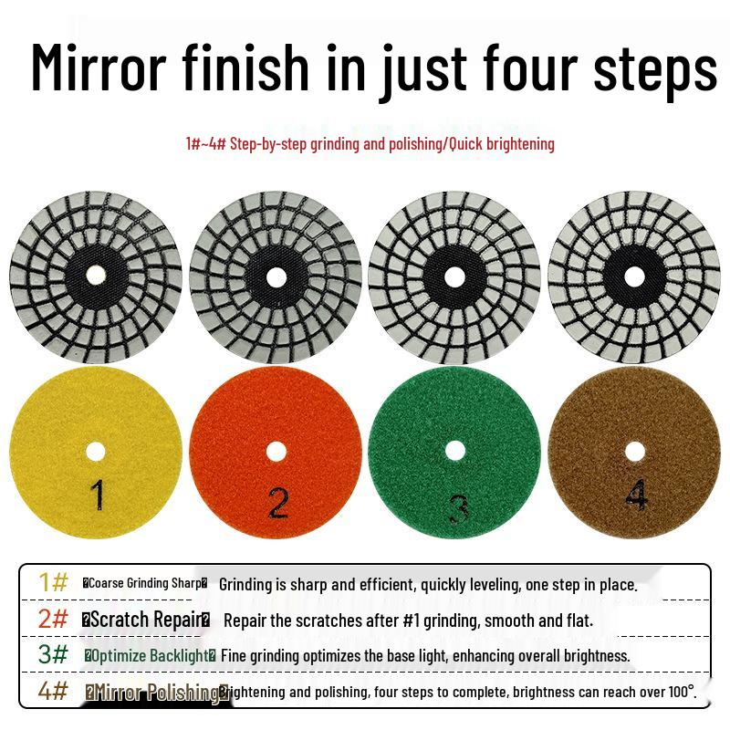 Dry Polishing Pads for Marble & Cement: Four-Step Mirror Finish
