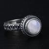 New Fashion 9MM Round Natural Moonstones Rings Women's CopperJewelry Ring  High Quality Gifts Vintage Fine Jewelry
