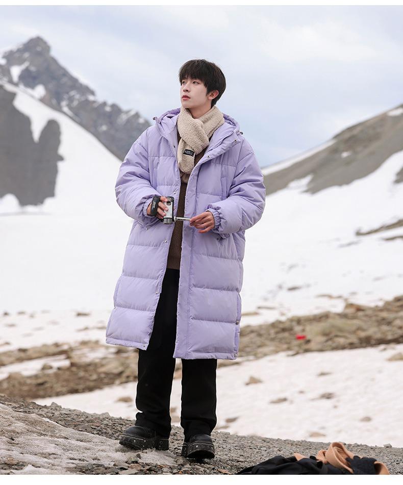 Men's White Duck Down Hooded Winter Jacket 2025 - Mid-Length, Thickened, Warm, Couple Style