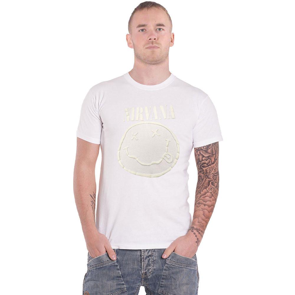 26 Nirvana T Shirt Hi-Build White Smile Band Logo new Official Unisex White Unisex T-Shirt XXXL