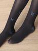 1 Pc Women'S Black Shiny Blue Butterfly Print Horse Oil Pantyhose, Valentine'S Day Gift, Horse Oil Moisturizing Design, Suitab