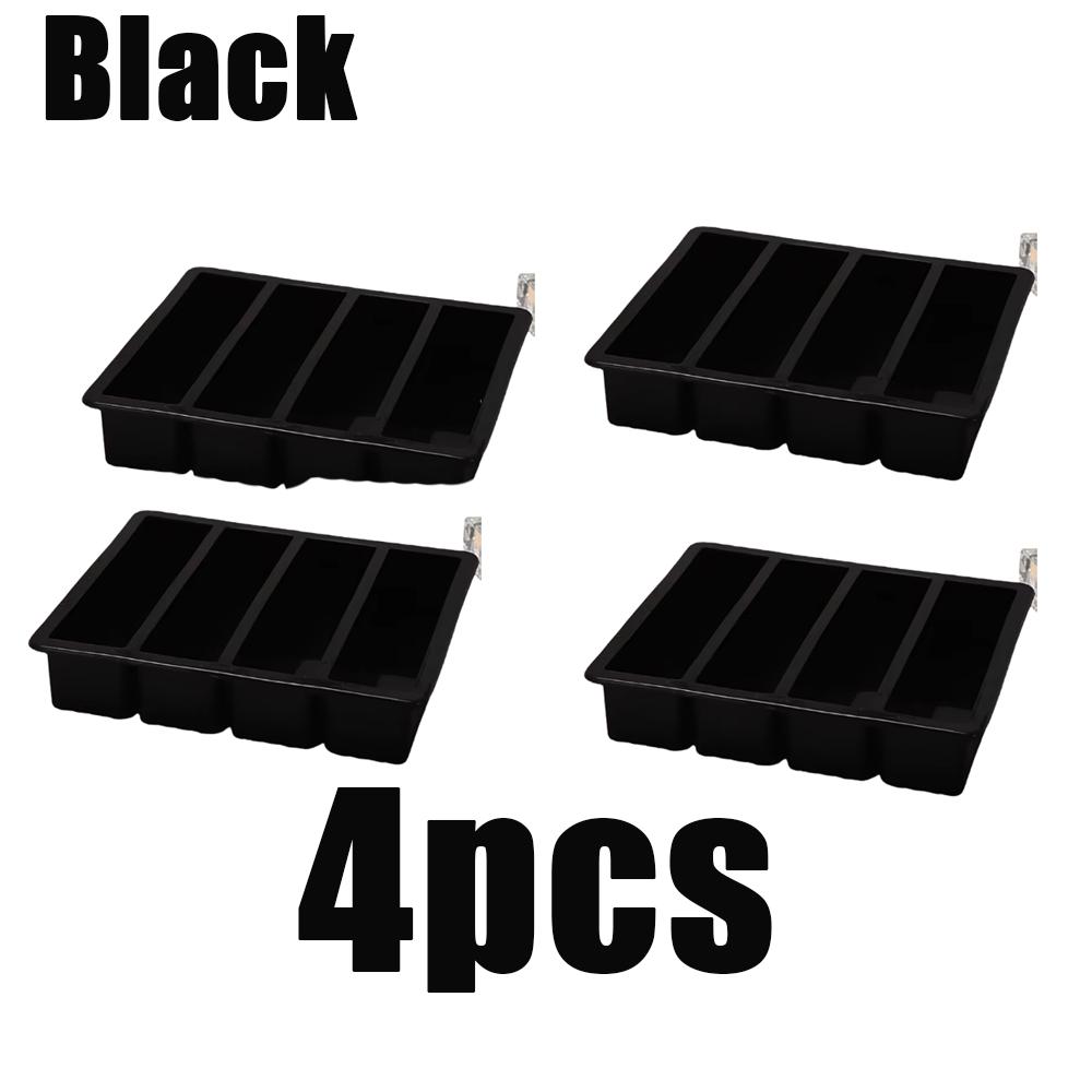 1pcs Strip-shap Ice Cube Trays Silicone 4 Grid Polychrome Durable Beer Drink Coffee Supplies Kitchen Easy-Release Ice Cube Molds