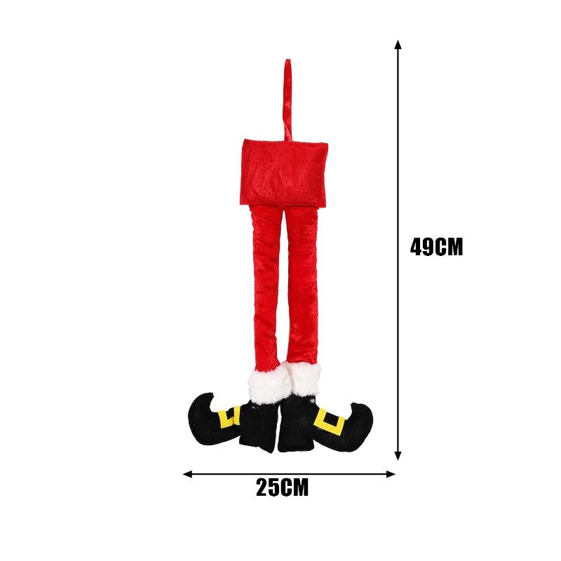 1PC Car Decor Christmas Striped Fabric Hanging Ornament Plush Santa Claus Elf Legs Hanging Ornament Christmas Tree Decoration