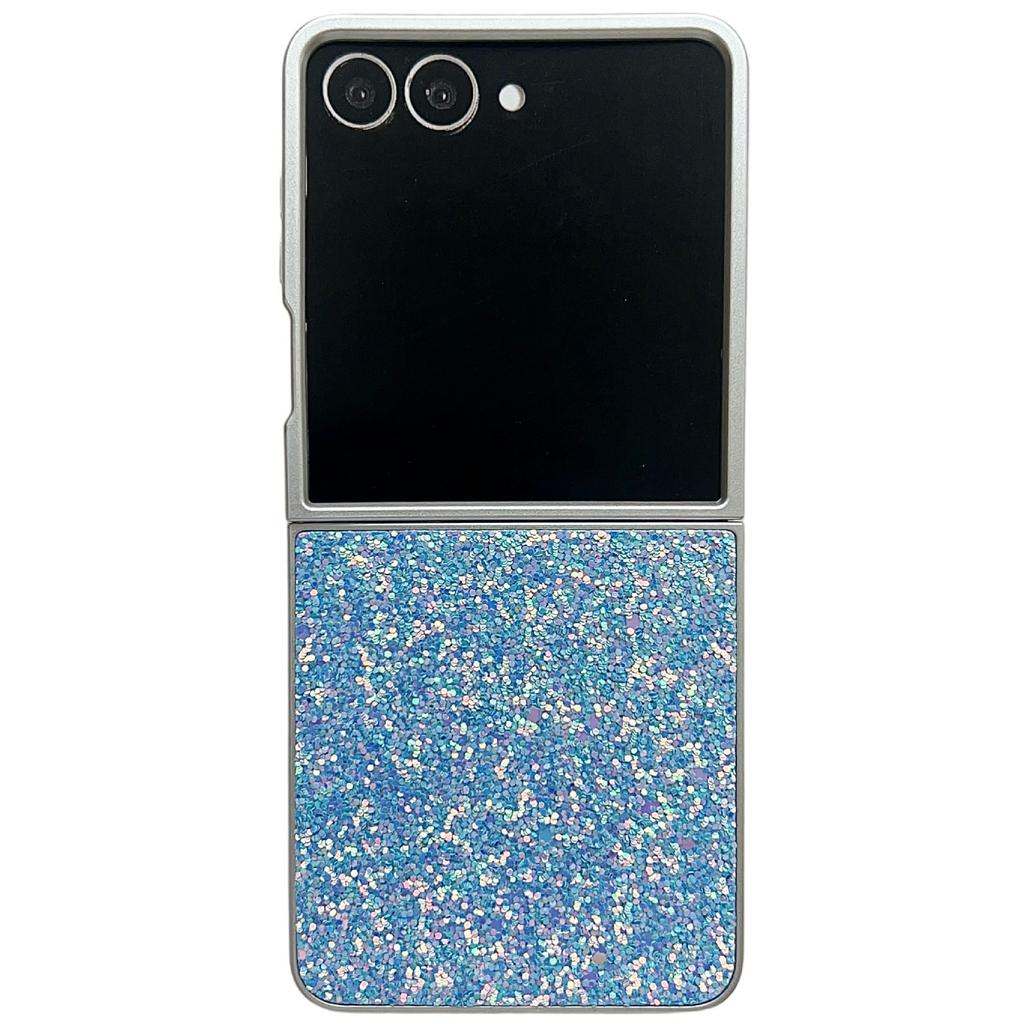 For Samsung Galaxy Z Flip7 5G Case Rubberized Silver Edge Phantom Glitter Hard PC Phone Cover