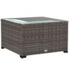 62 X 62cm Glass-Top Rattan Side Table - Dark Grey