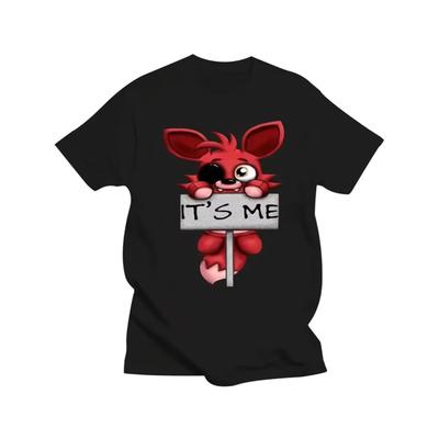 Dámské černé a bílé tričko s kulatým výstřihem, kresleným potiskem FNAF Liška, módní, unisex, dámské tričko