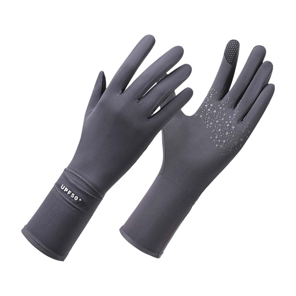 

Thin Women Sunscreen Gloves Solid Color Summer Driving Mittens Ice Silk Riding Gloves Outdoor темно-сірий колір