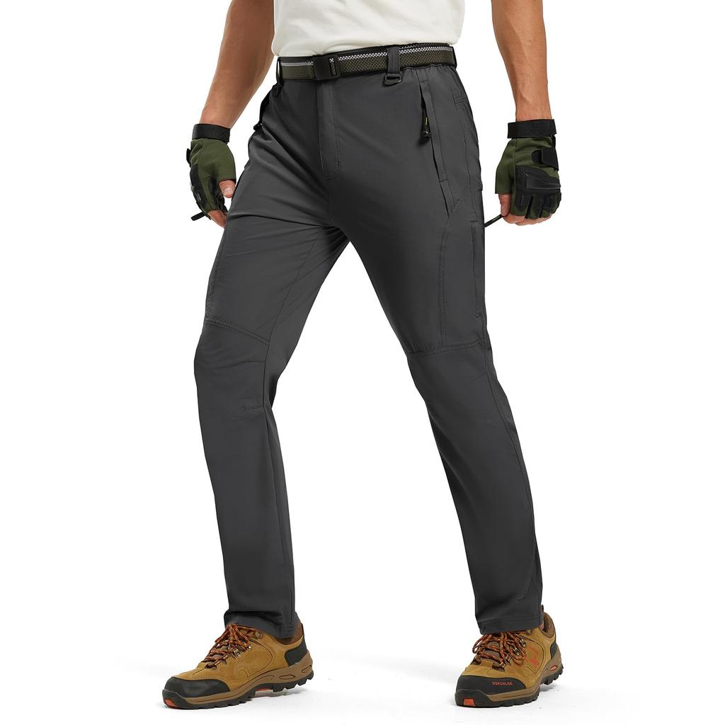 Gopuune Men's Quick-Drying Lightweight Hiking Pants with Water-Repellent Finish and Breathable Belt for Spring, Autumn, and Summer Use (Gray, Size M)