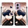 Handmade PU Leather Flip Case for Motorola Moto G04s / Moto E14 Anti-Slip Shockproof Cover with Wrist Strap & Heart/Rose Cat Designs