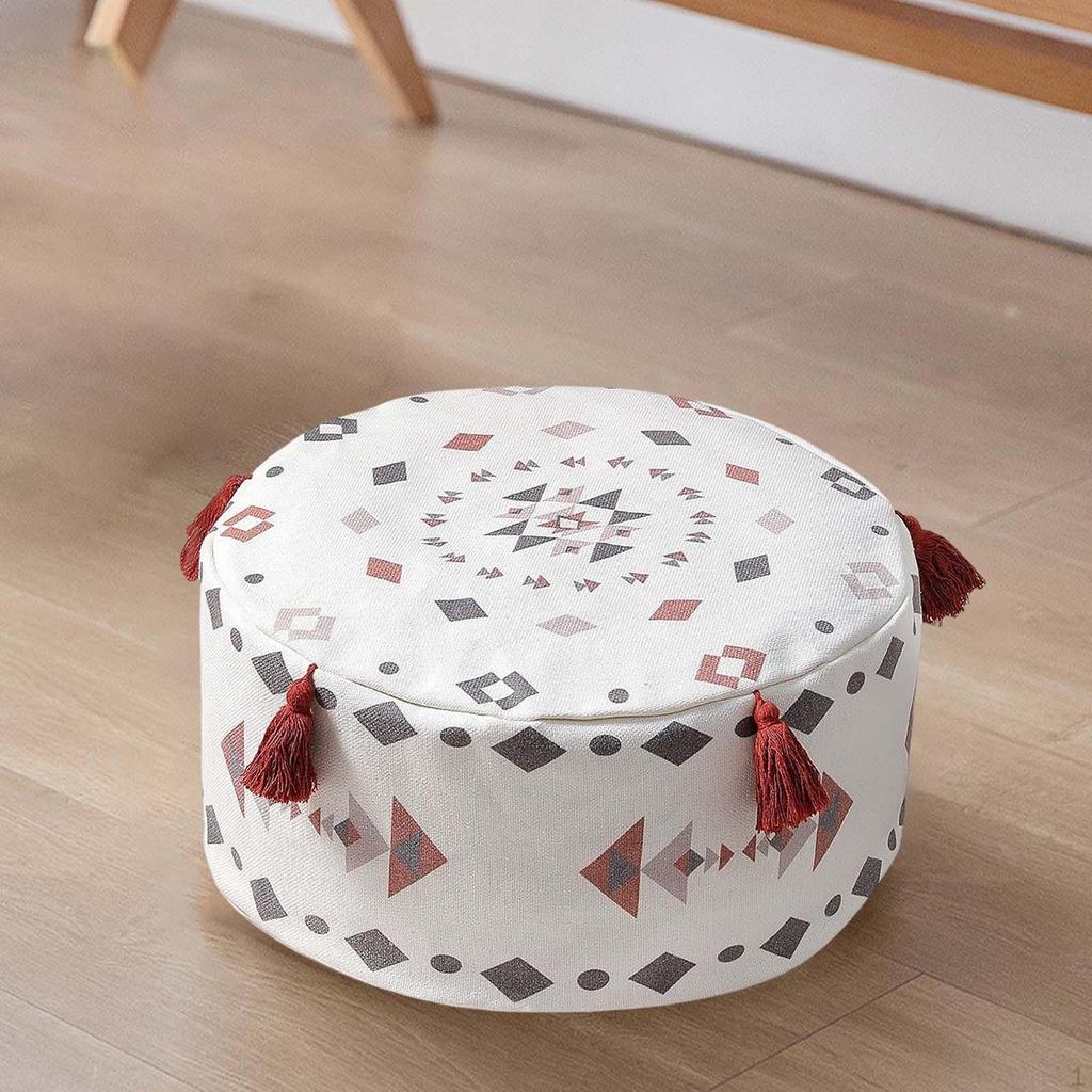 Handmade Unstuffed Pouf Cover Footstool for Bedroom Living Room Decoration