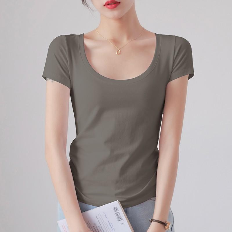 Women's Slim Fit White Round Neck Pure Cotton Short Sleeve T-Shirt - Summer 2025