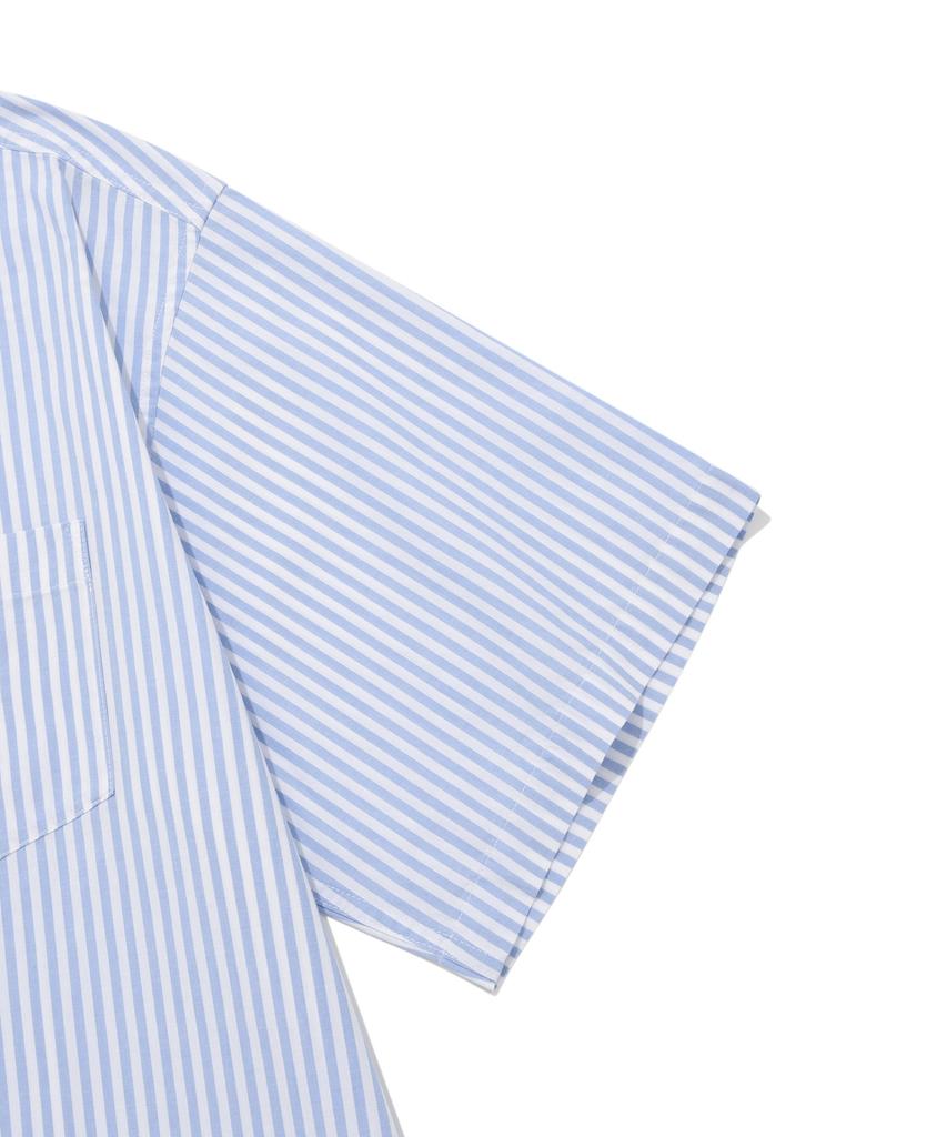 Covernat Whale Logo Stripe Half Shirt Light Blue